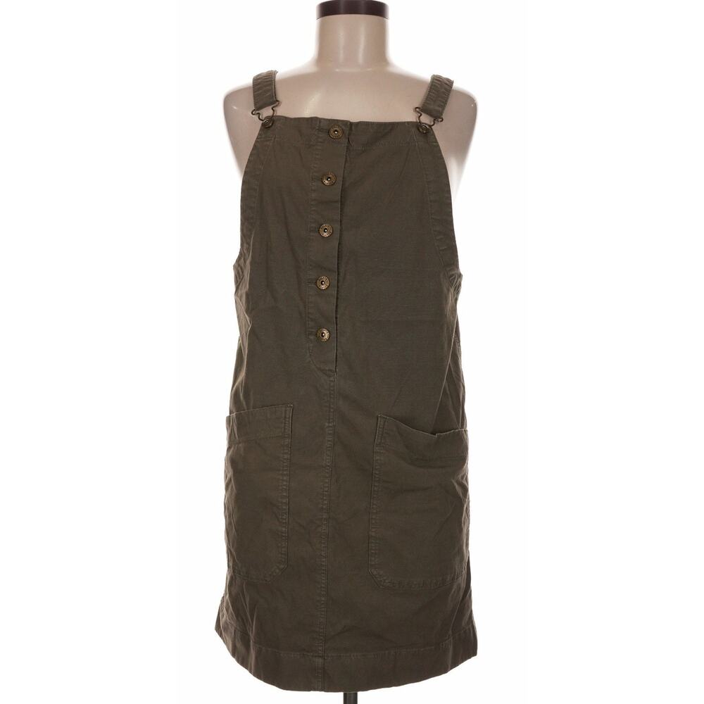 Duluth Trading Olive Utility Overall Dress Jumper Button Front Pockets Women’s M - Picture 3 of 10